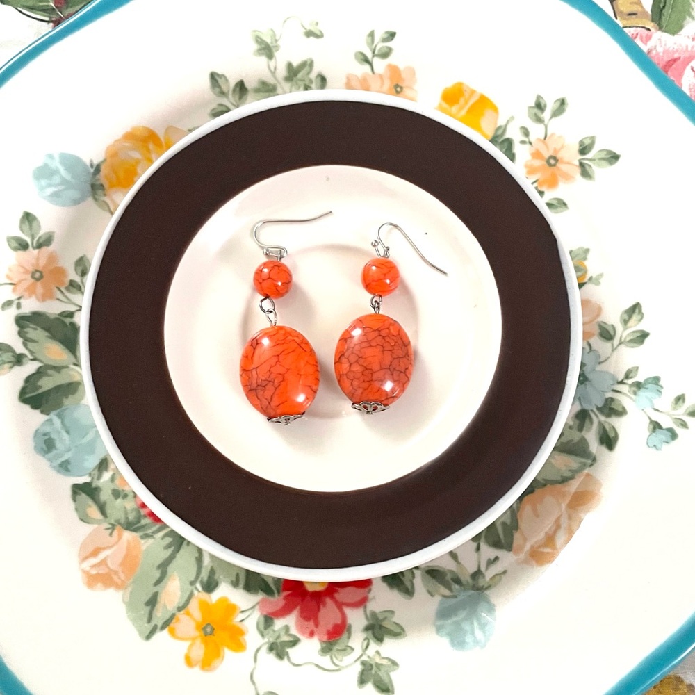 Elegant Orange Dangle Earrings